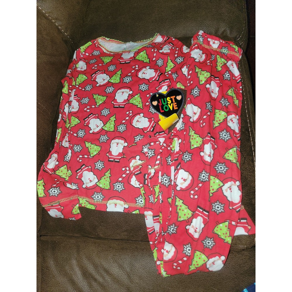 Just love Christmas holiday santa tree pajamas size 10 12 nwt‎